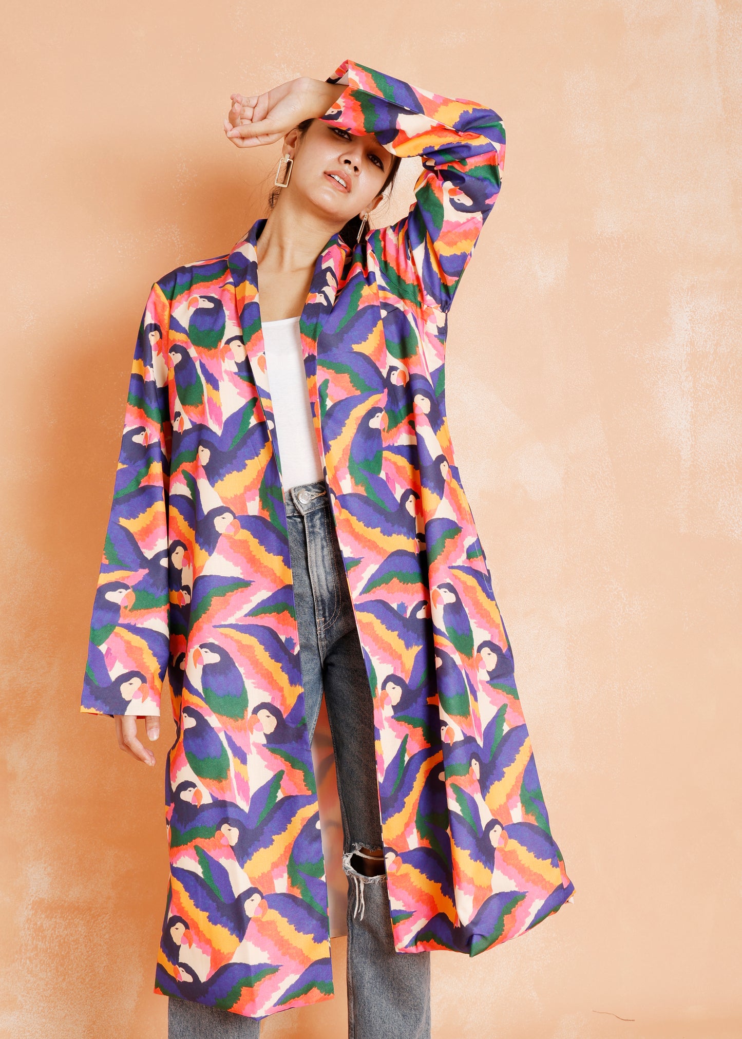 Bird Print Long Jacket