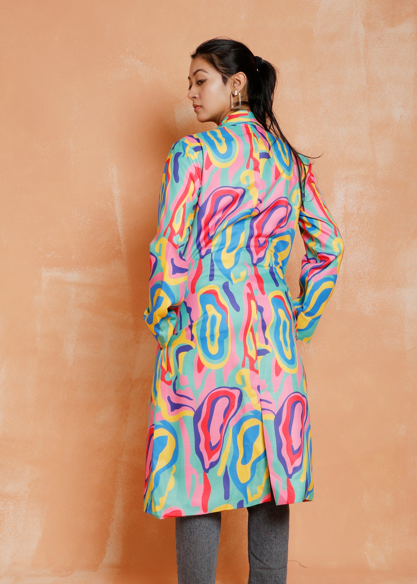 Abstract Print Long Jacket