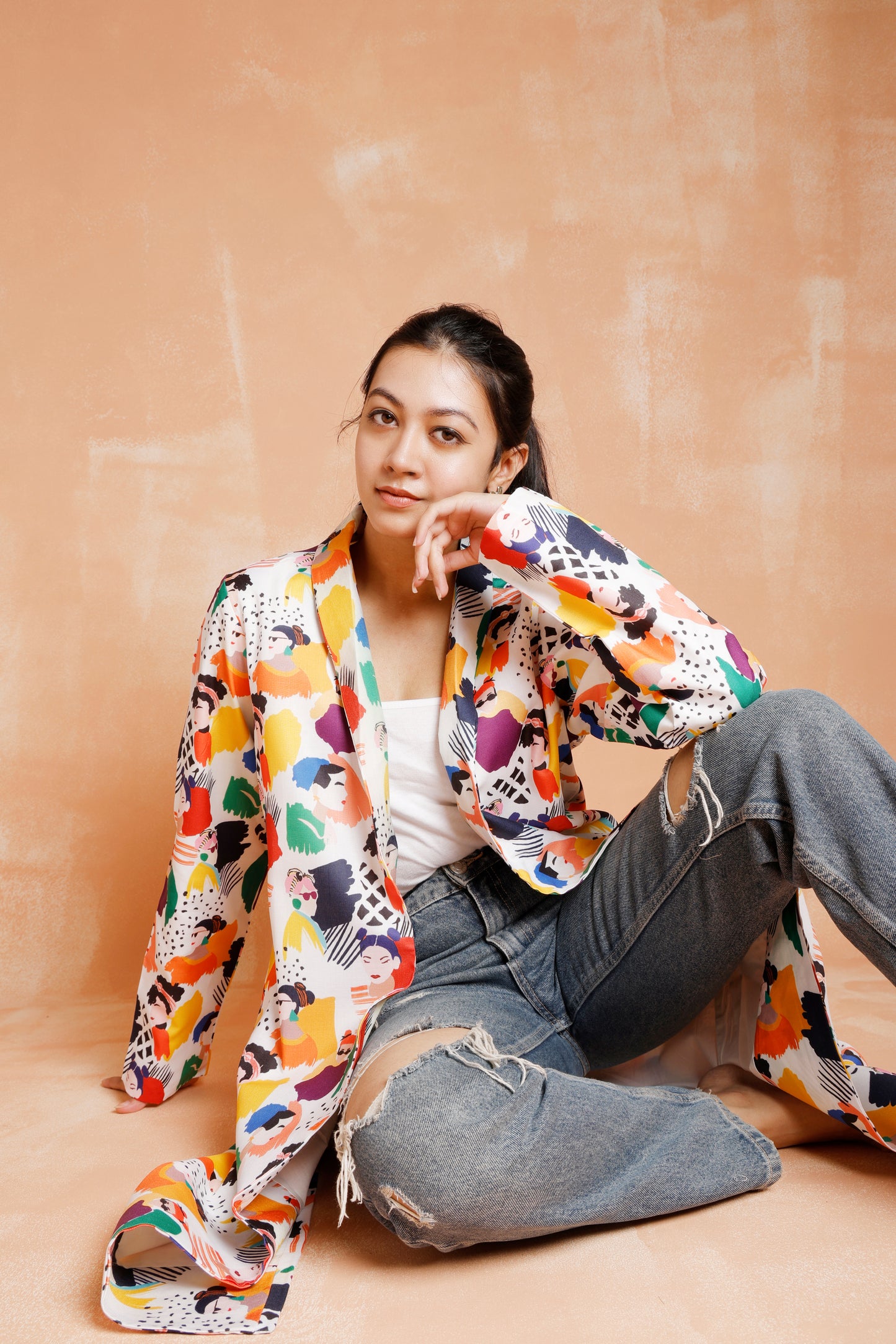 Frida Kahlo Print Long Jacket