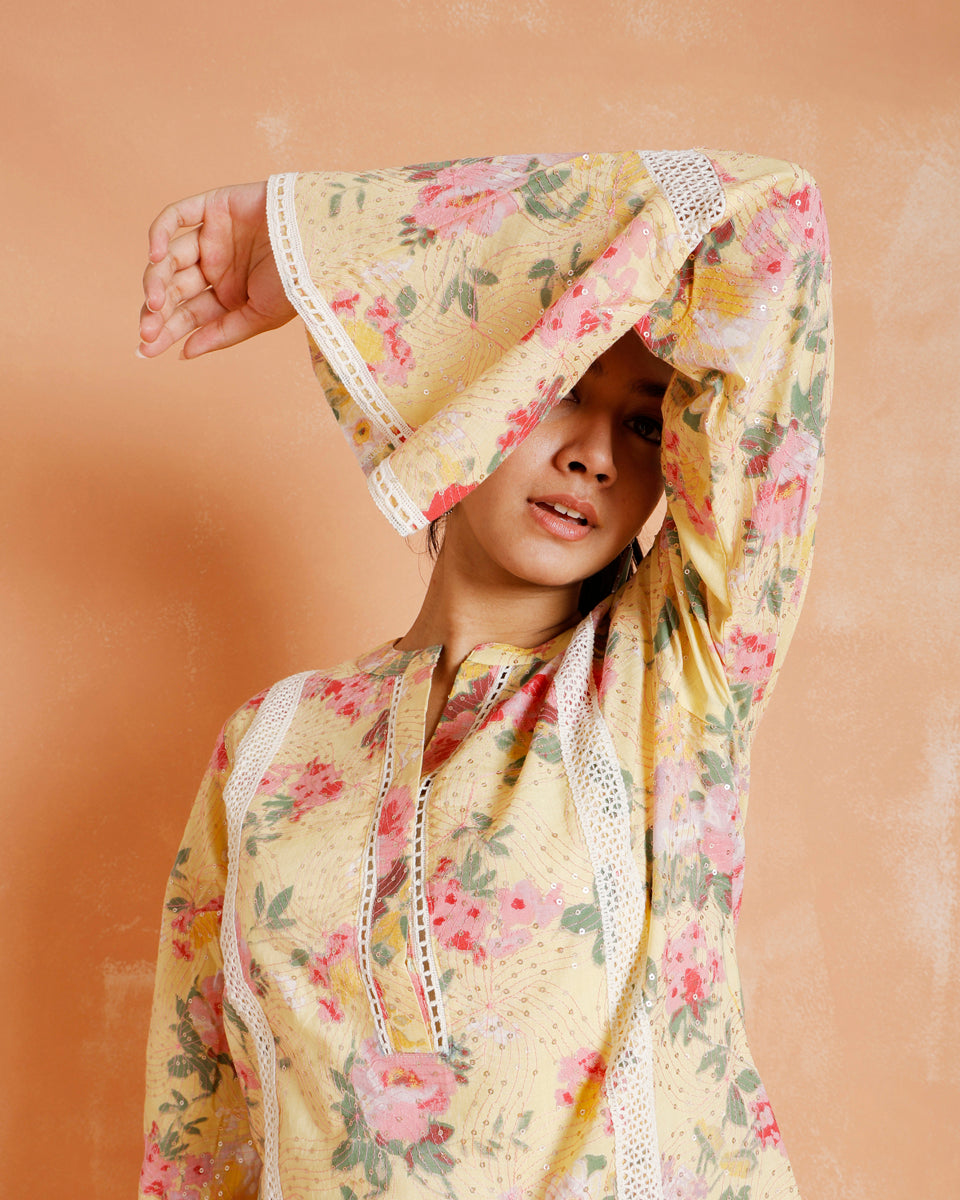 Pakistani Floral Ethnic Suit With Trousers