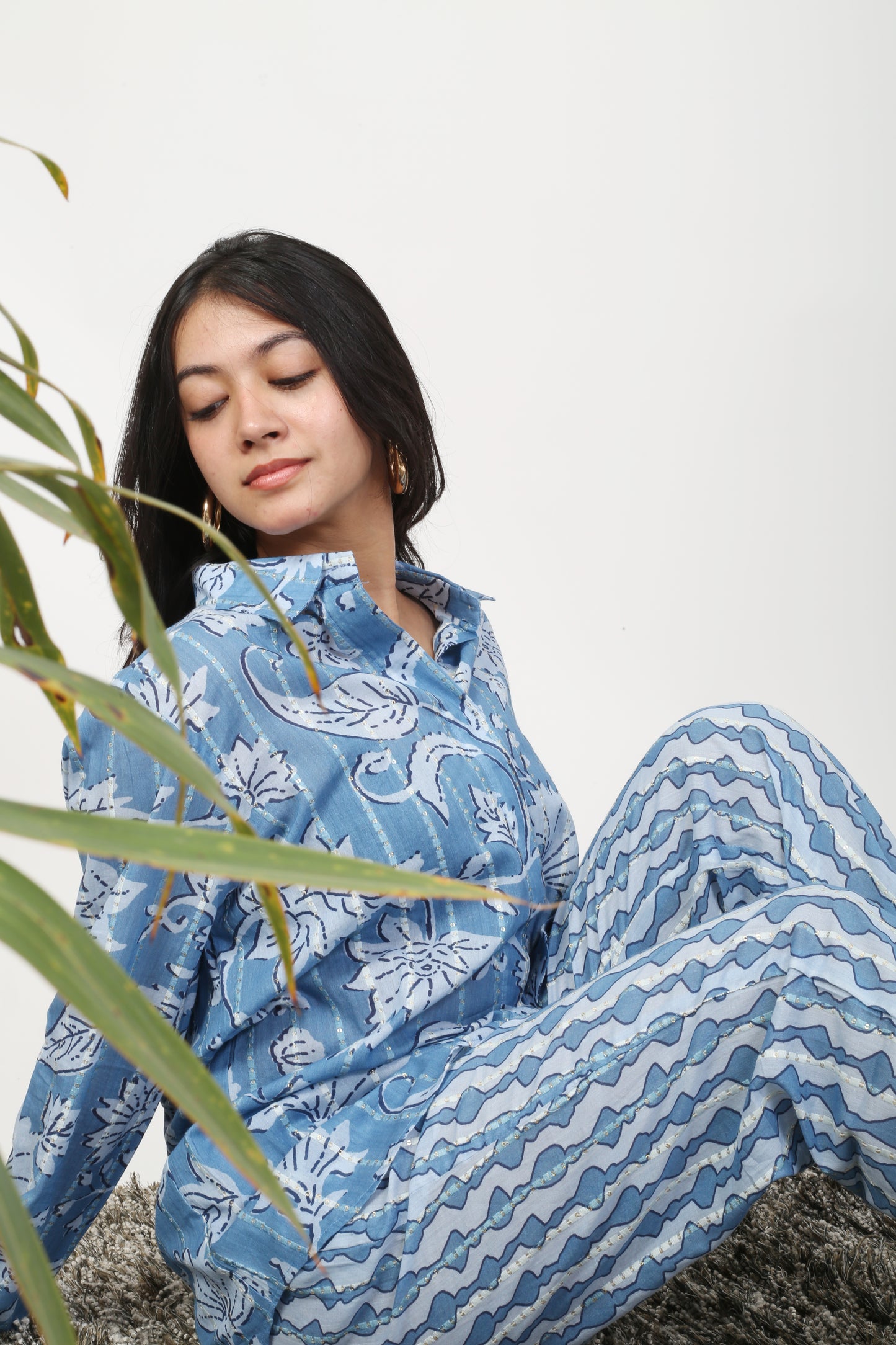 Blue Cotton Co-ord Set