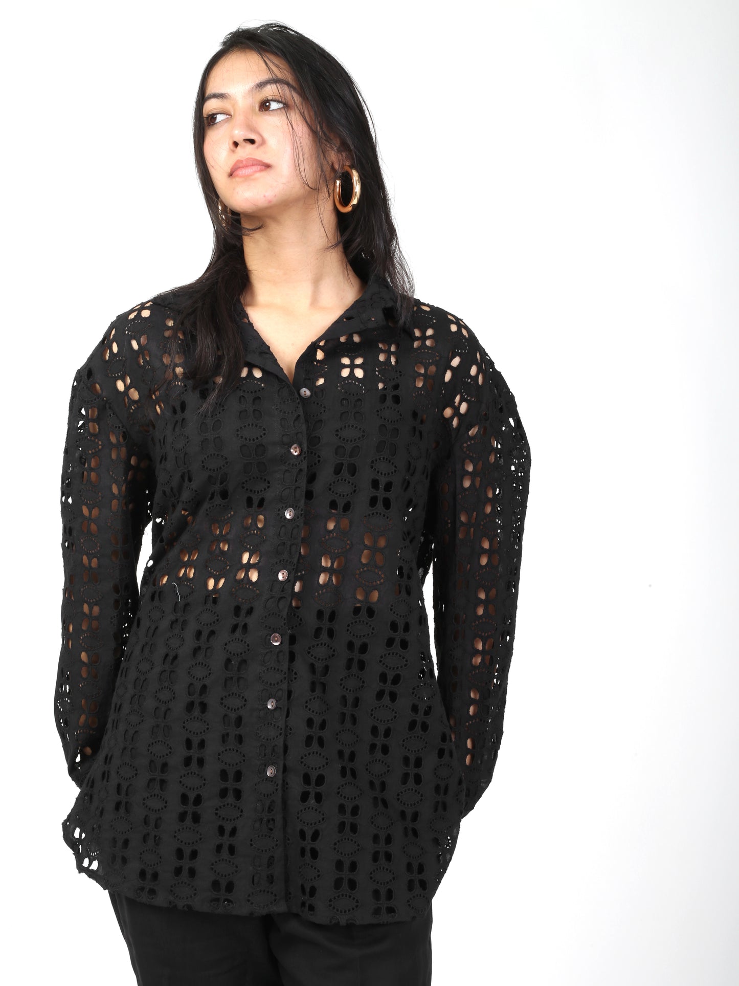 Black Schiffli Co-ord Set