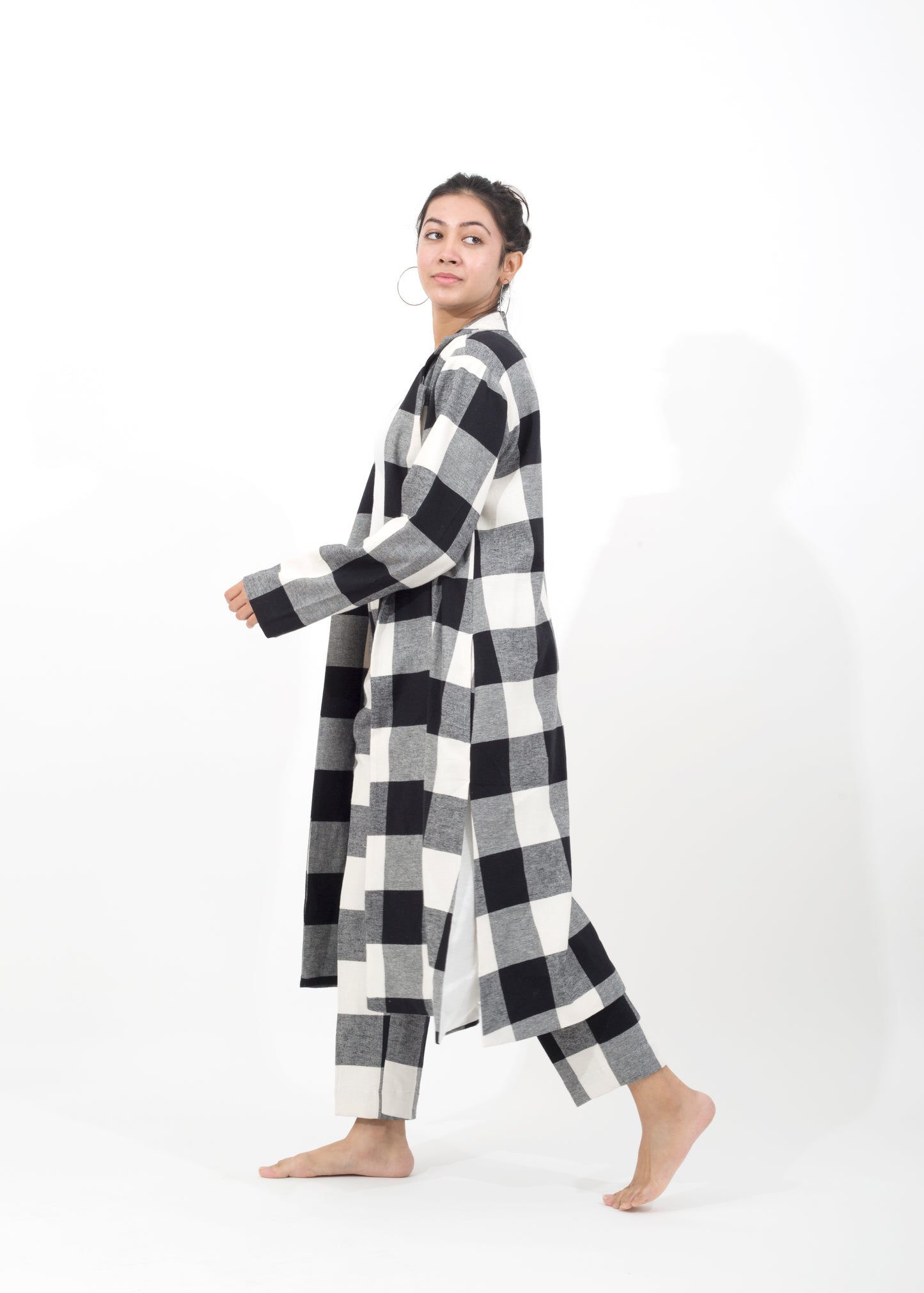 Black n White Checkered Woollen Co-ord Set