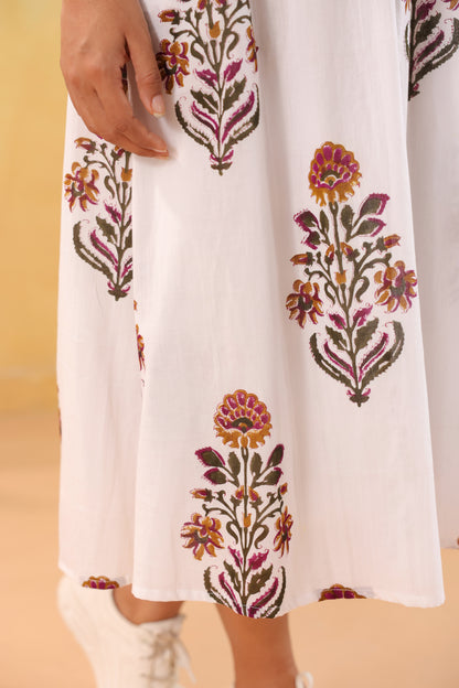 Ivory Floral Print Halter Neck Maxi Dress