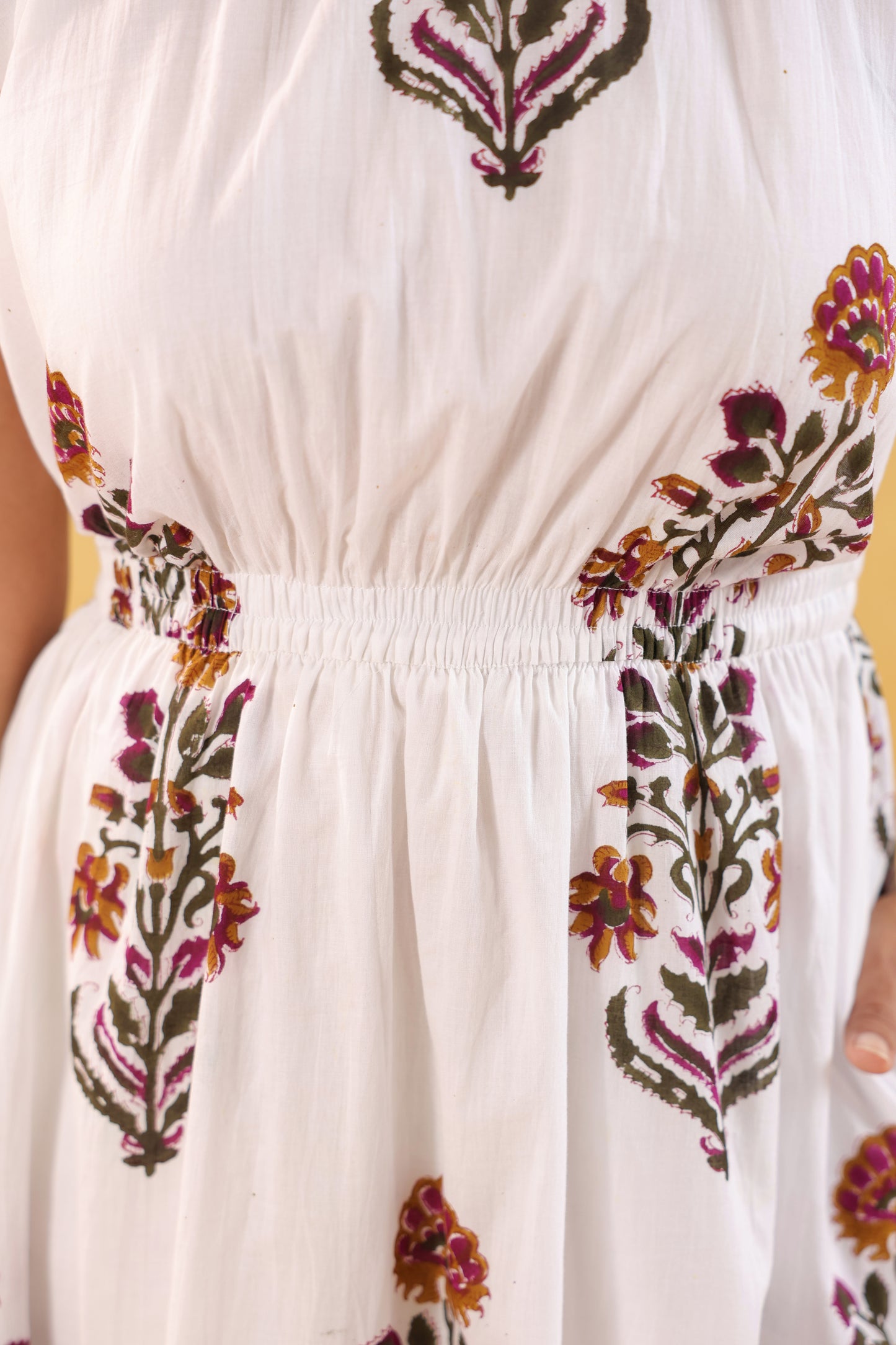 Ivory Floral Print Halter Neck Maxi Dress