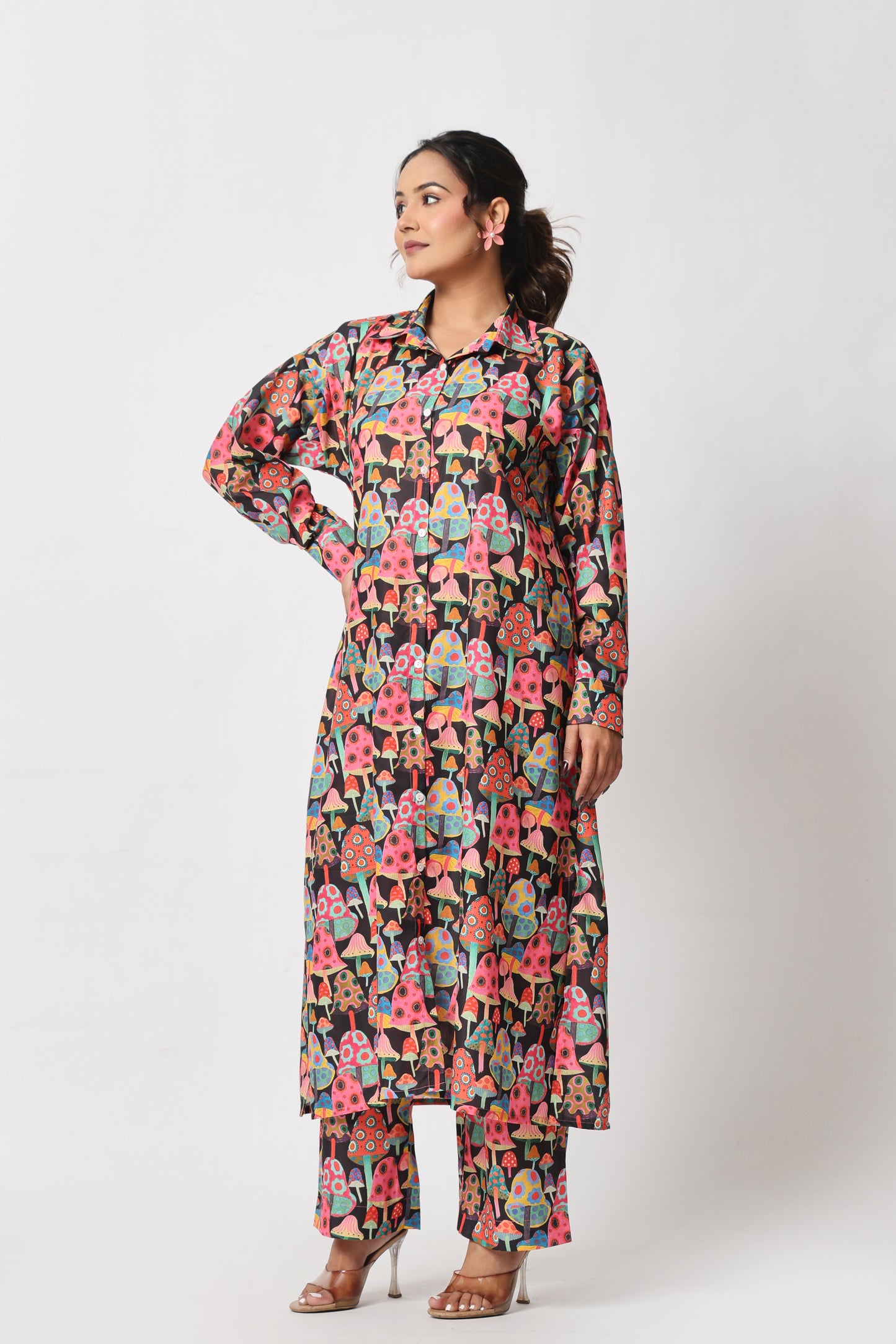 Mushroom Print Co-ord Set – Dark