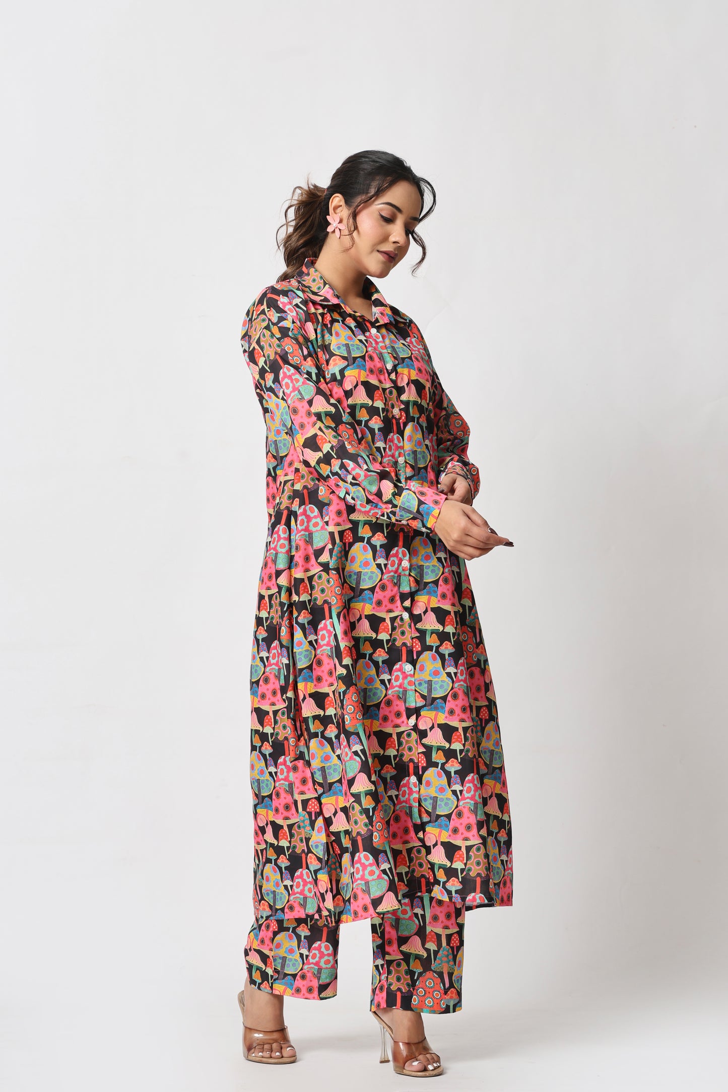 Mushroom Print Co-ord Set – Dark