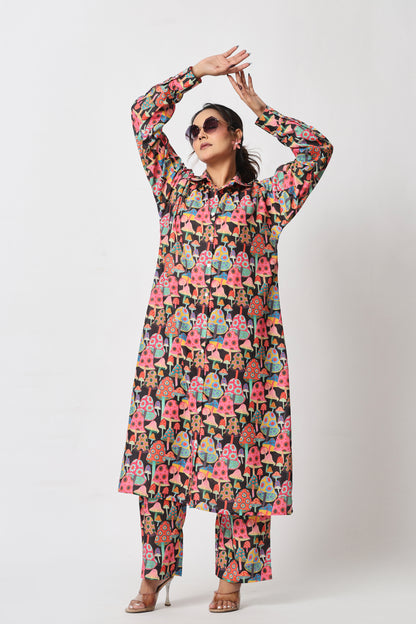 Mushroom Print Co-ord Set – Dark