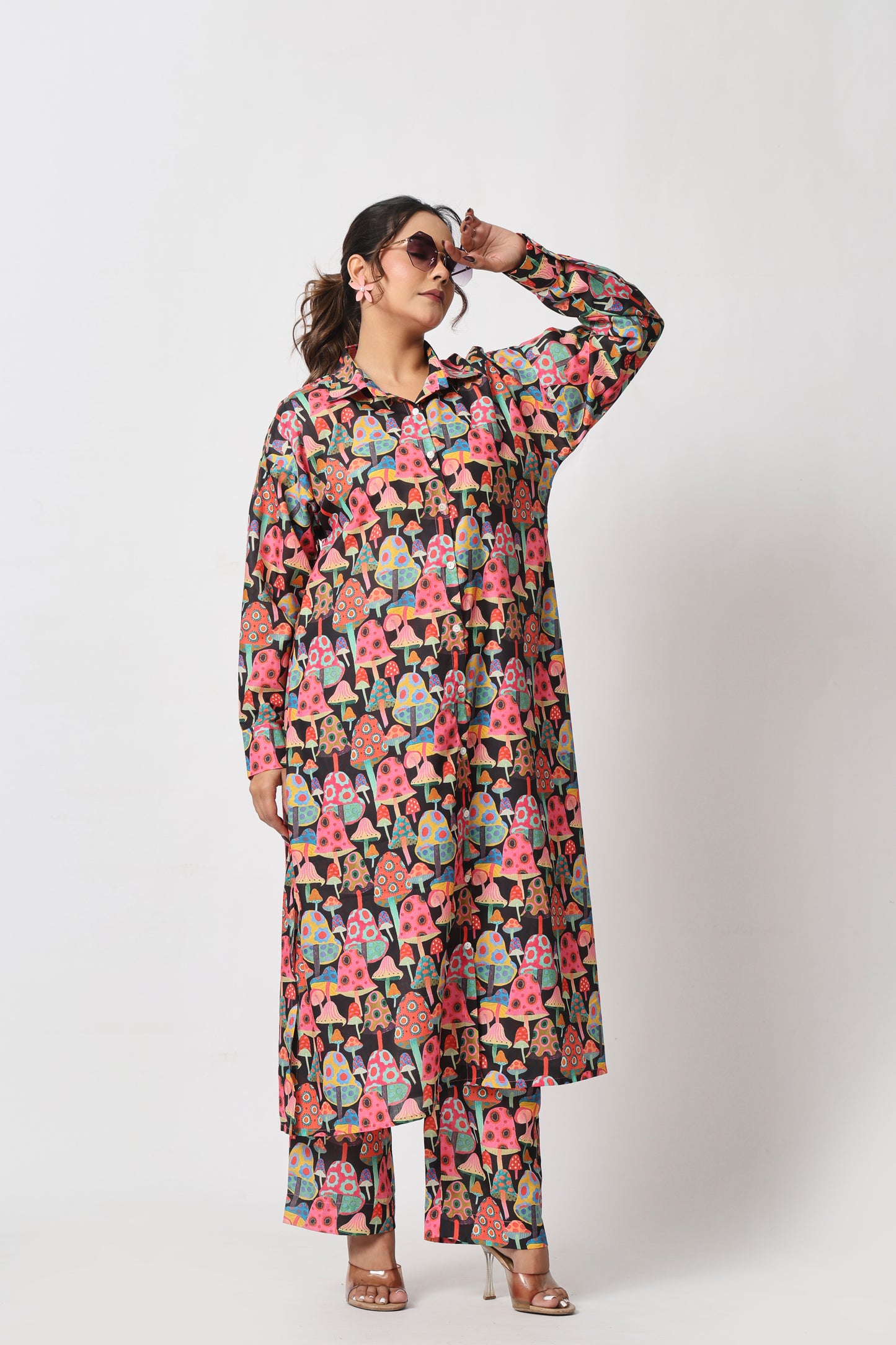 Mushroom Print Co-ord Set – Dark