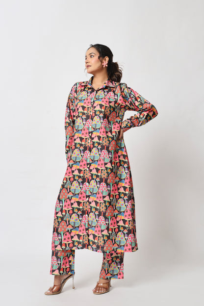 Mushroom Print Co-ord Set – Dark