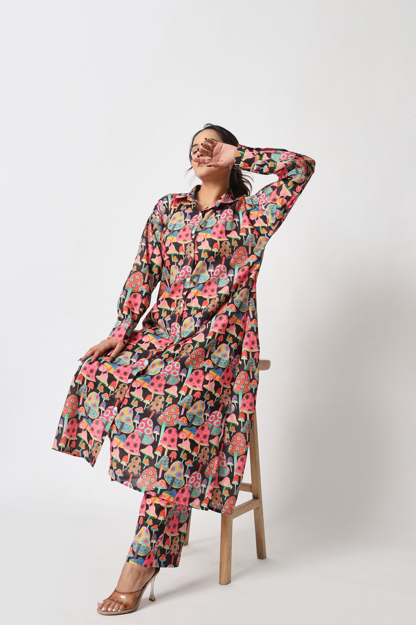 Mushroom Print Co-ord Set – Dark