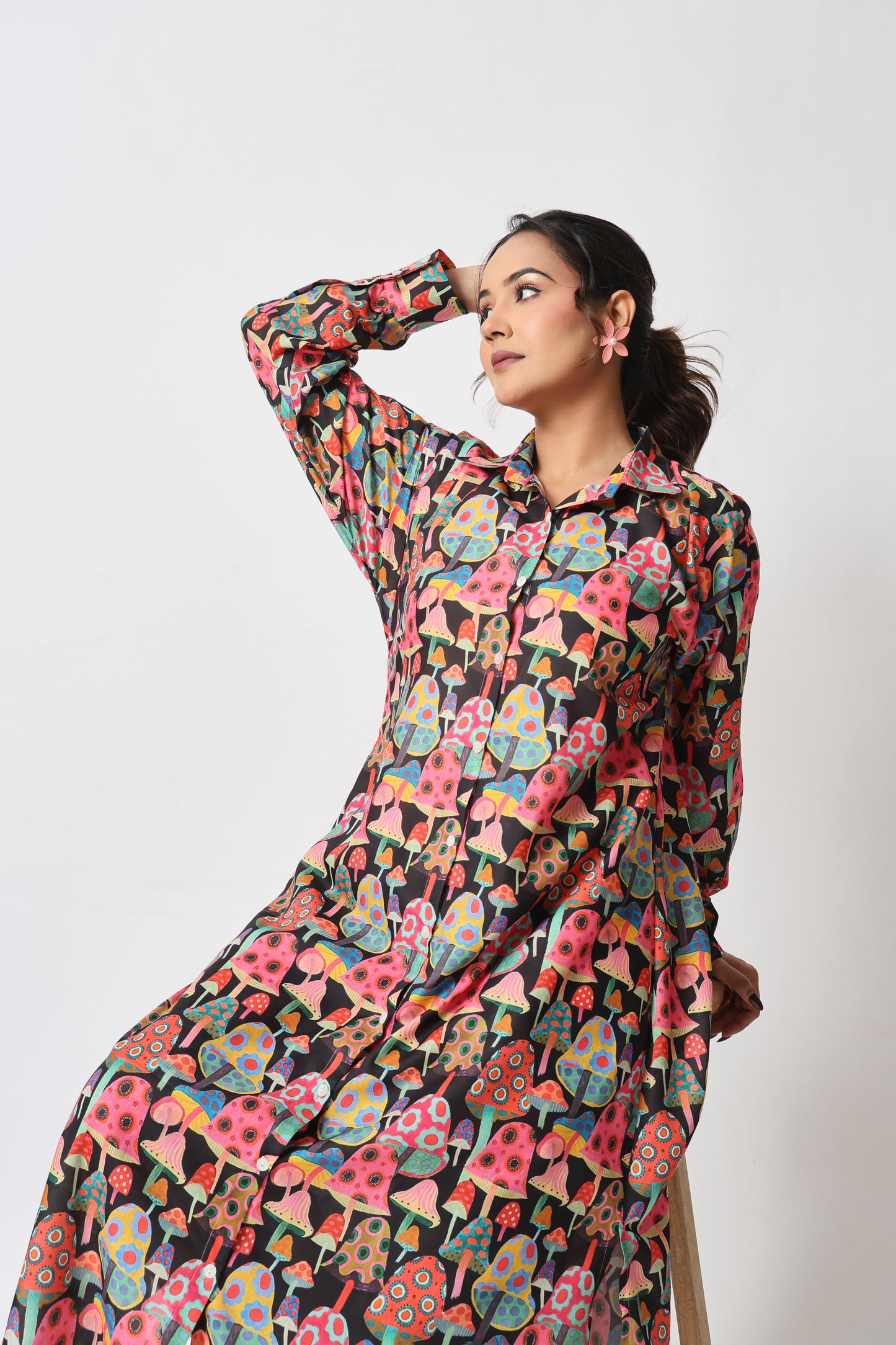 Mushroom Print Co-ord Set – Dark