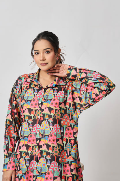 Mushroom Print Co-ord Set – Dark