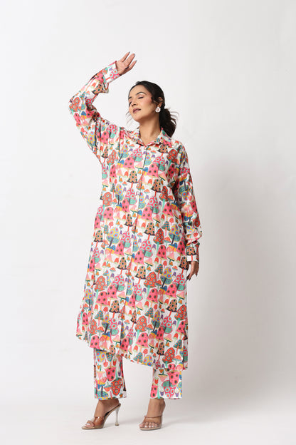 Mushroom Print Co-ord Set – Light
