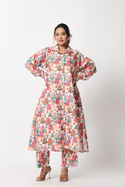 Mushroom Print Co-ord Set – Light