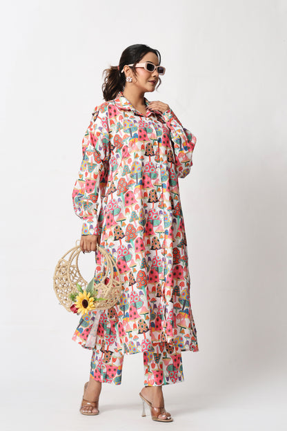 Mushroom Print Co-ord Set – Light