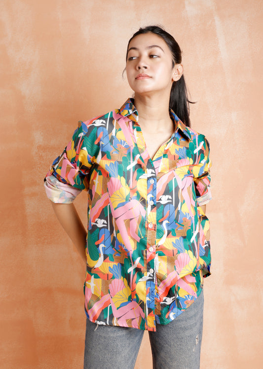 Bird Print Funky Shirt