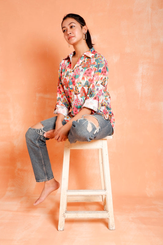 Mushroom Print Shirt-Light