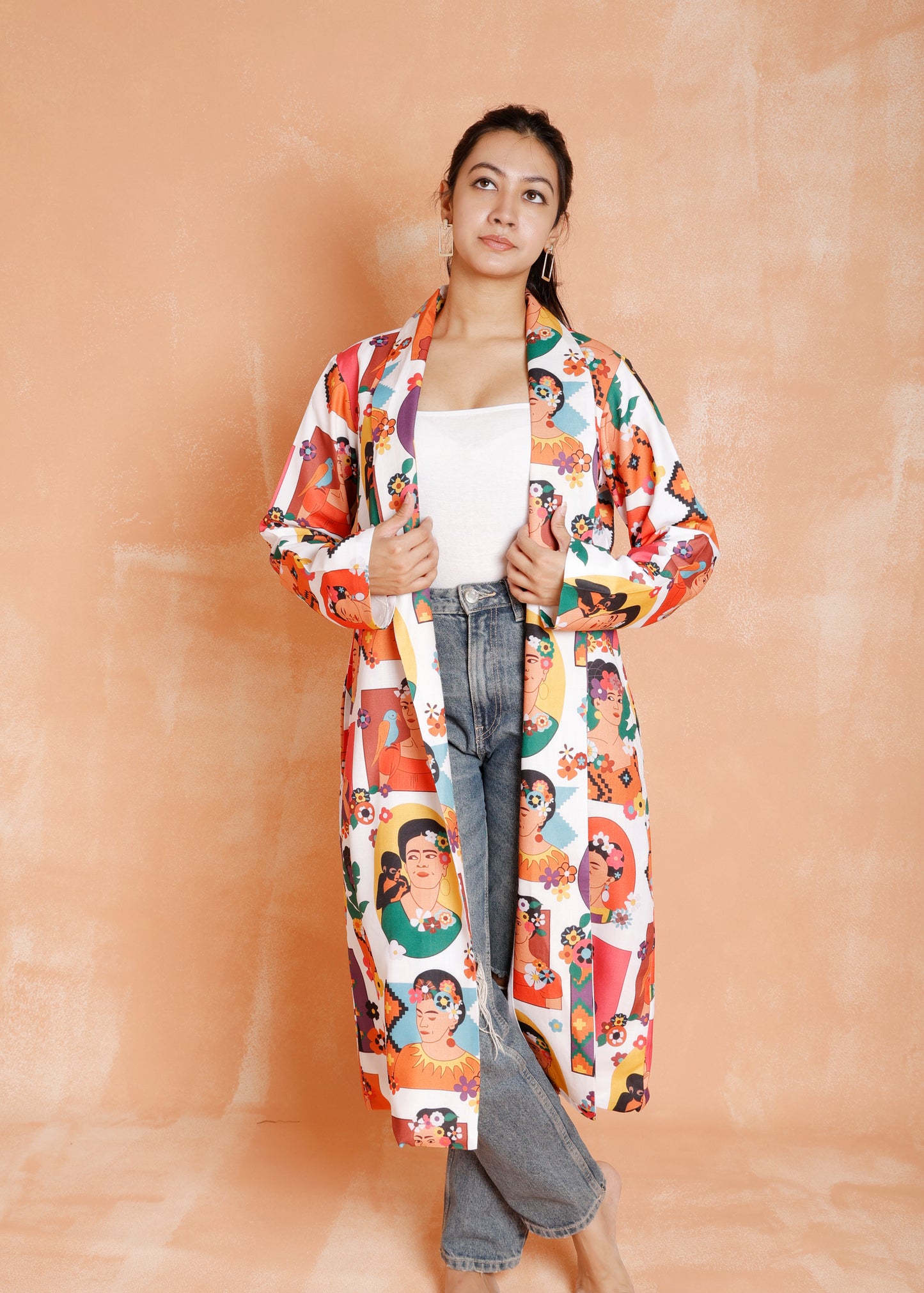 Frida Kahlo Print Long Jacket