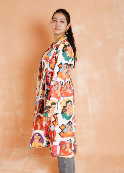 Frida Kahlo Print Long Jacket