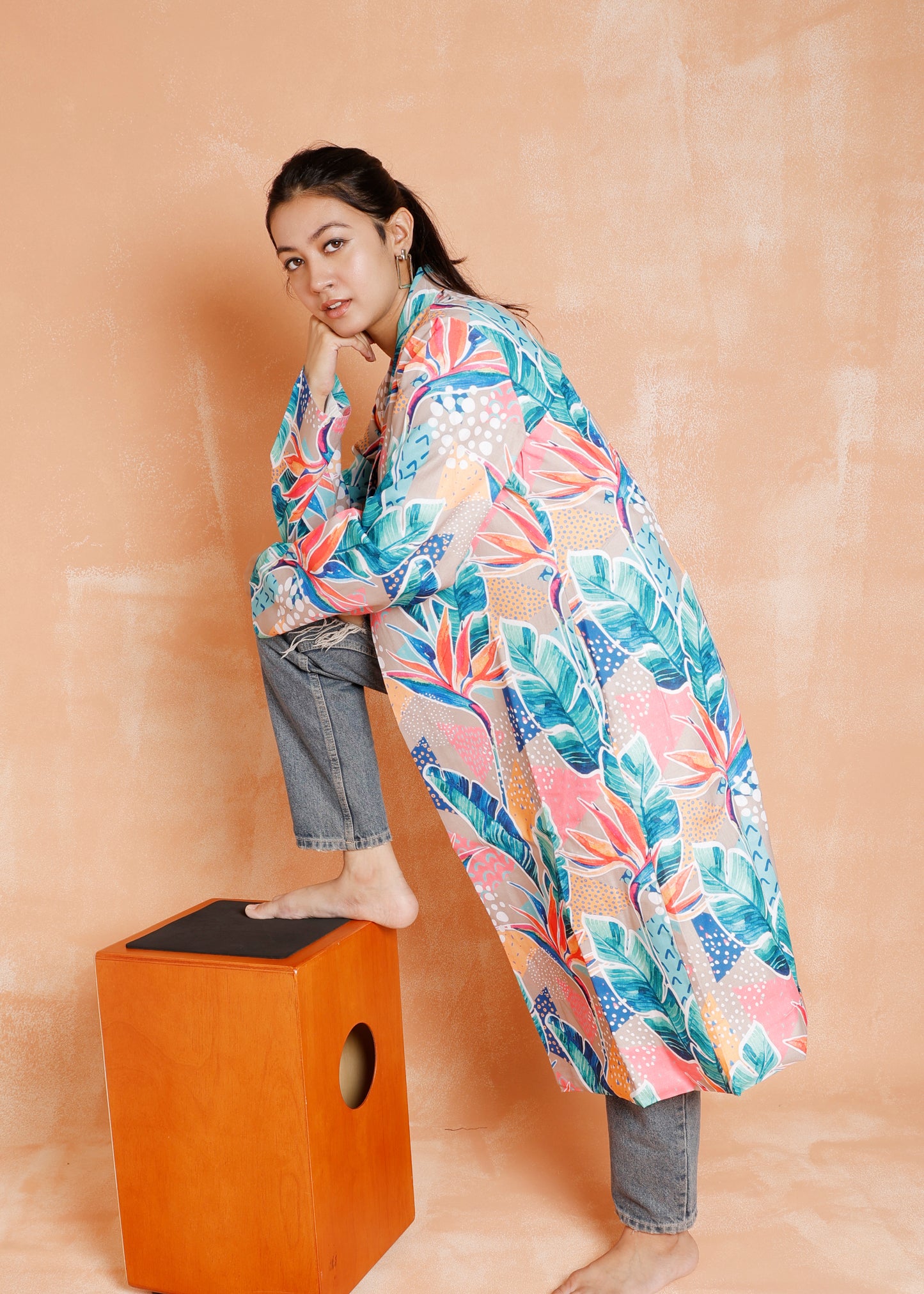 Tropical Print Long Jacket