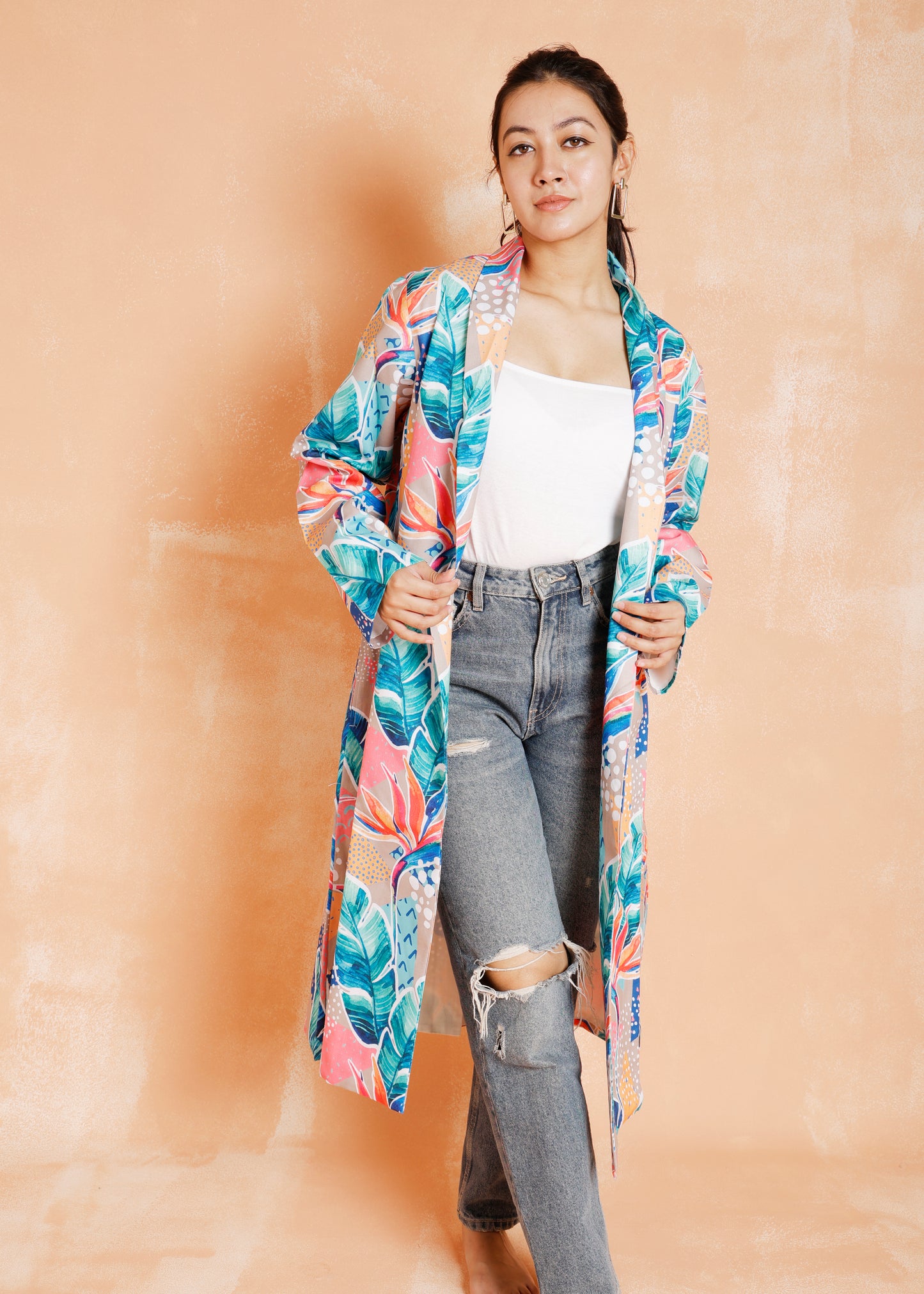 Tropical Print Long Jacket