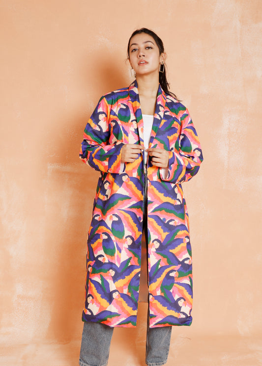 Bird Print Long Jacket