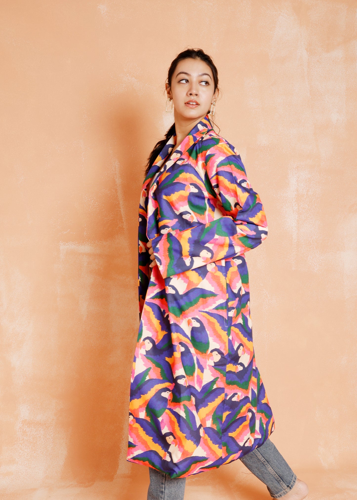 Bird Print Long Jacket