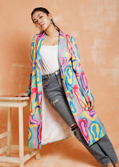 Abstract Print Long Jacket