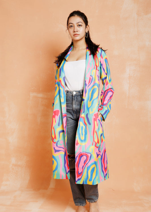 Abstract Print Long Jacket