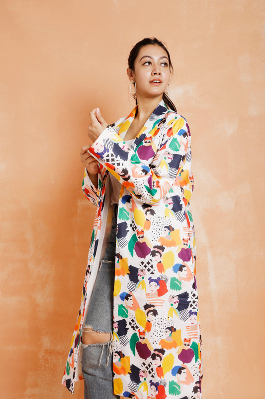 Frida Kahlo Print Long Jacket