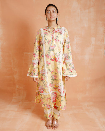 Pakistani Floral Ethnic Suit With Trousers