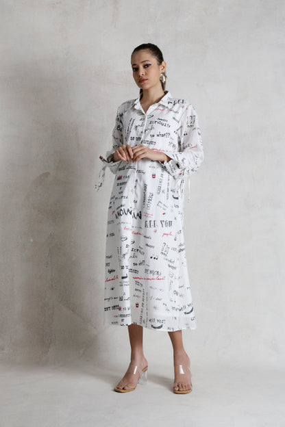Long Shirt Dress With Bow Sleeve