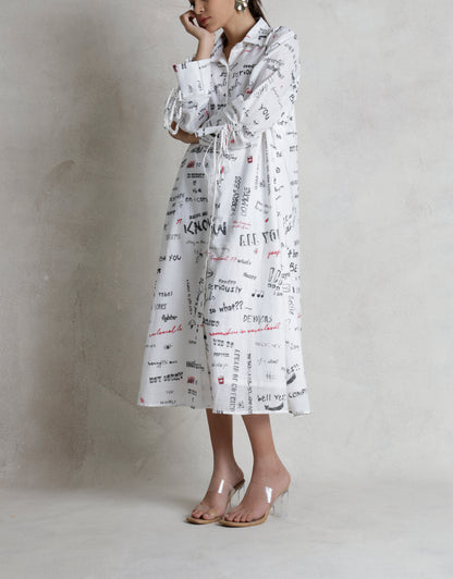 Long Shirt Dress With Bow Sleeve