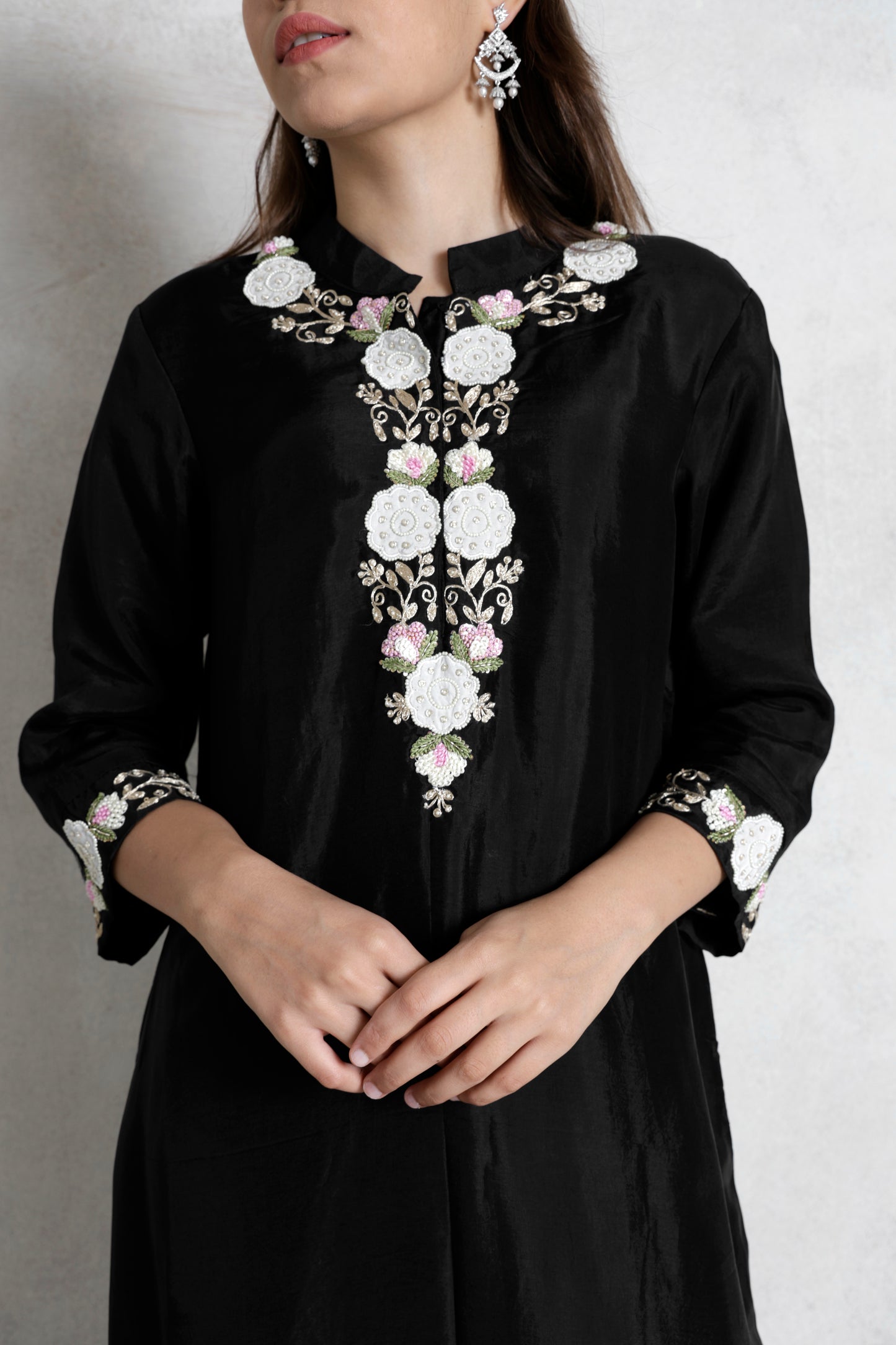Rose Embroidered Kurta Duppata Set