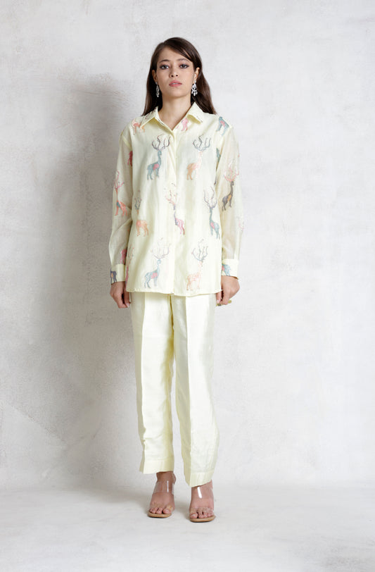 Off-White Deer Print Embroidered Cord Set