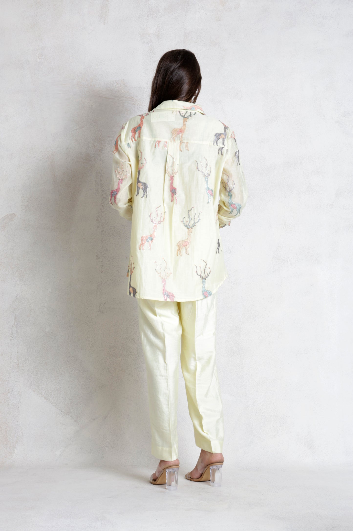 Off-White Deer Print Embroidered Cord Set
