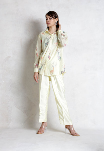 Off-White Deer Print Embroidered Cord Set