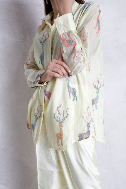 Off-White Deer Print Embroidered Cord Set
