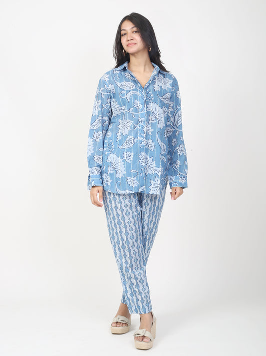 Blue Cotton Co-ord Set