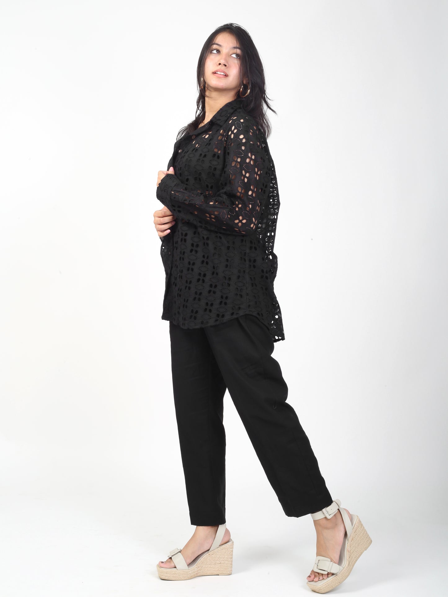 Black Schiffli Co-ord Set
