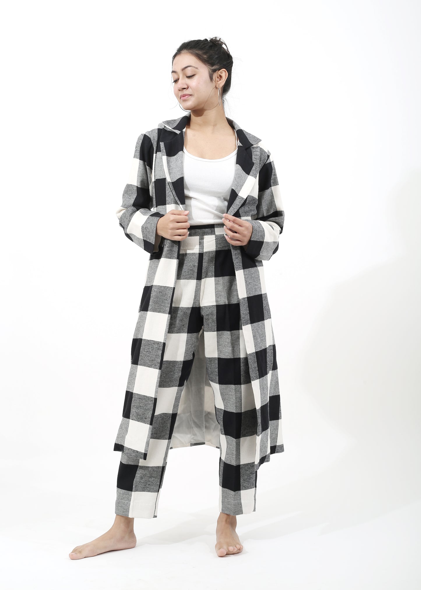 Black n White Checkered Woollen Co-ord Set