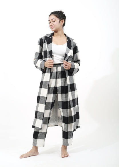 Black n White Checkered Woollen Co-ord Set