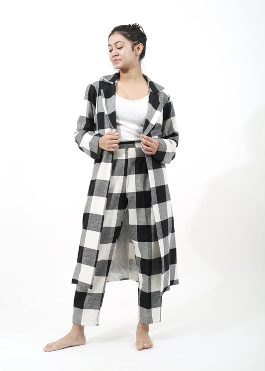 Black n White Checkered Woollen Co-ord Set