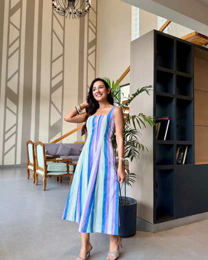Serene Stripe Cotton One-Piece Dress