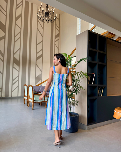 Serene Stripe Cotton One-Piece Dress