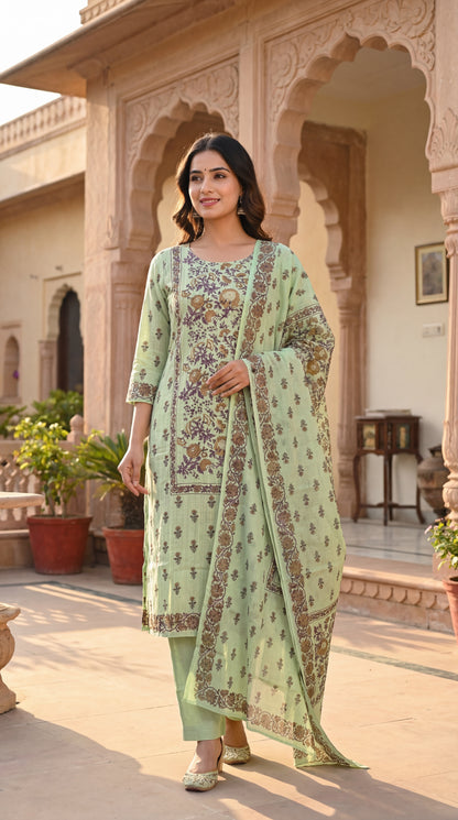 Mint Floral Kurta Set