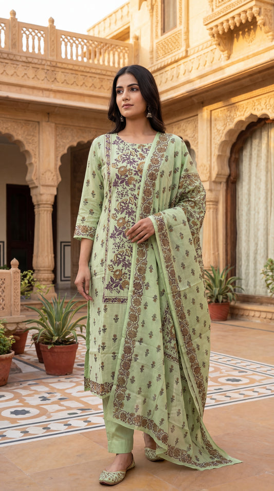 Mint Floral Kurta Set