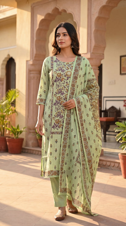 Mint Floral Kurta Set