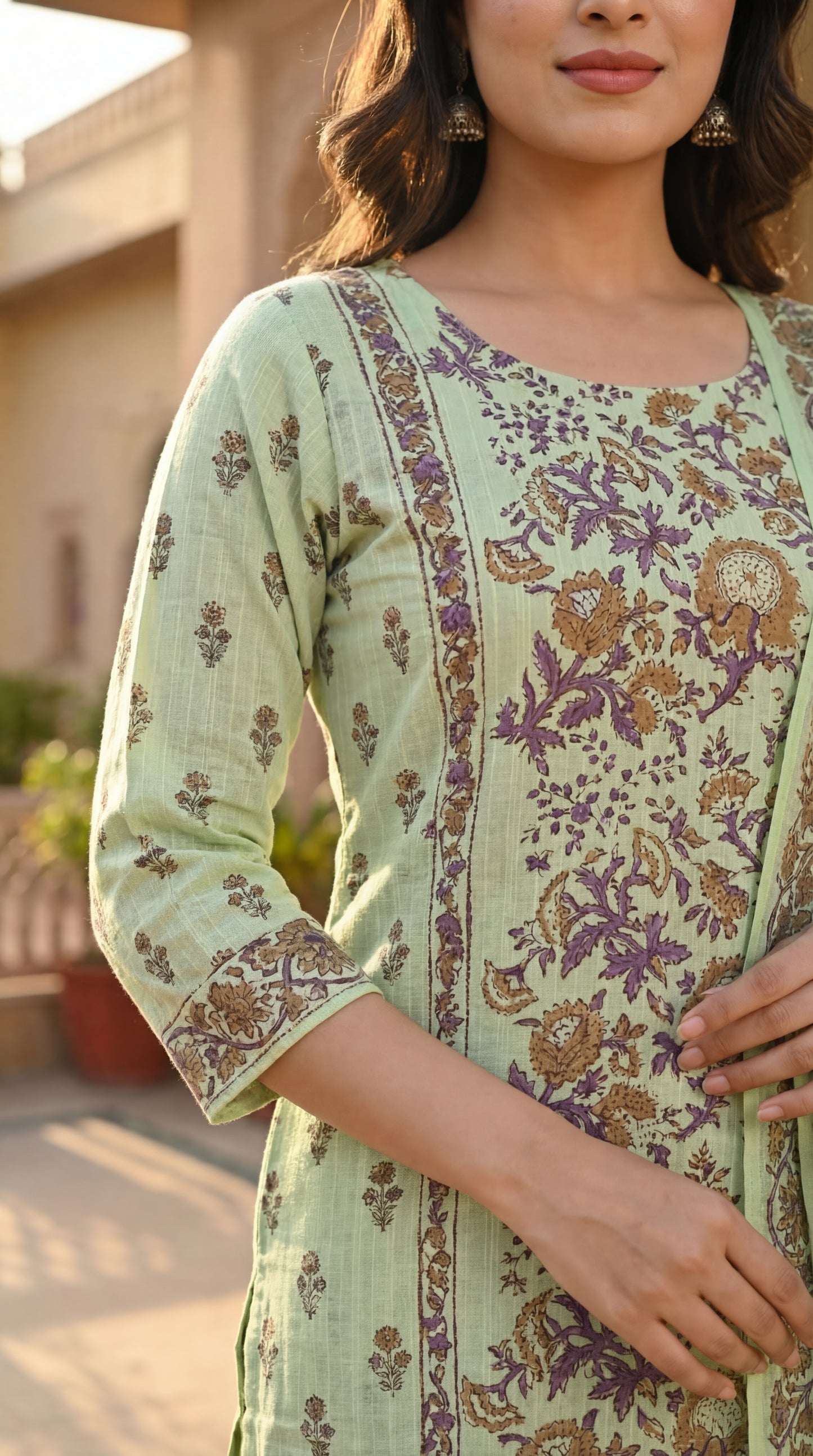Mint Floral Kurta Set